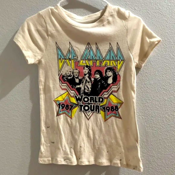 Chaser Cream Def Leopard World Tour 1988 100% Cotton Paint Spatter T-shirt NWT S - Picture 8 of 15